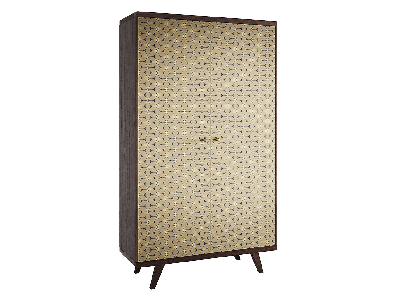 Шкаф распашной двухдверный темный дуб с принтом бежевый Thimon THE IDEA  210335 Бежевый;коричневый  - Вид №1