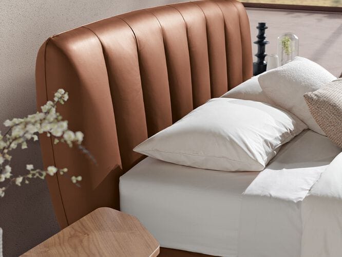 Кожаная двуспальная кровать с мягким изголовьем Max Divani Perla ARCH-00128673 - Вид №7