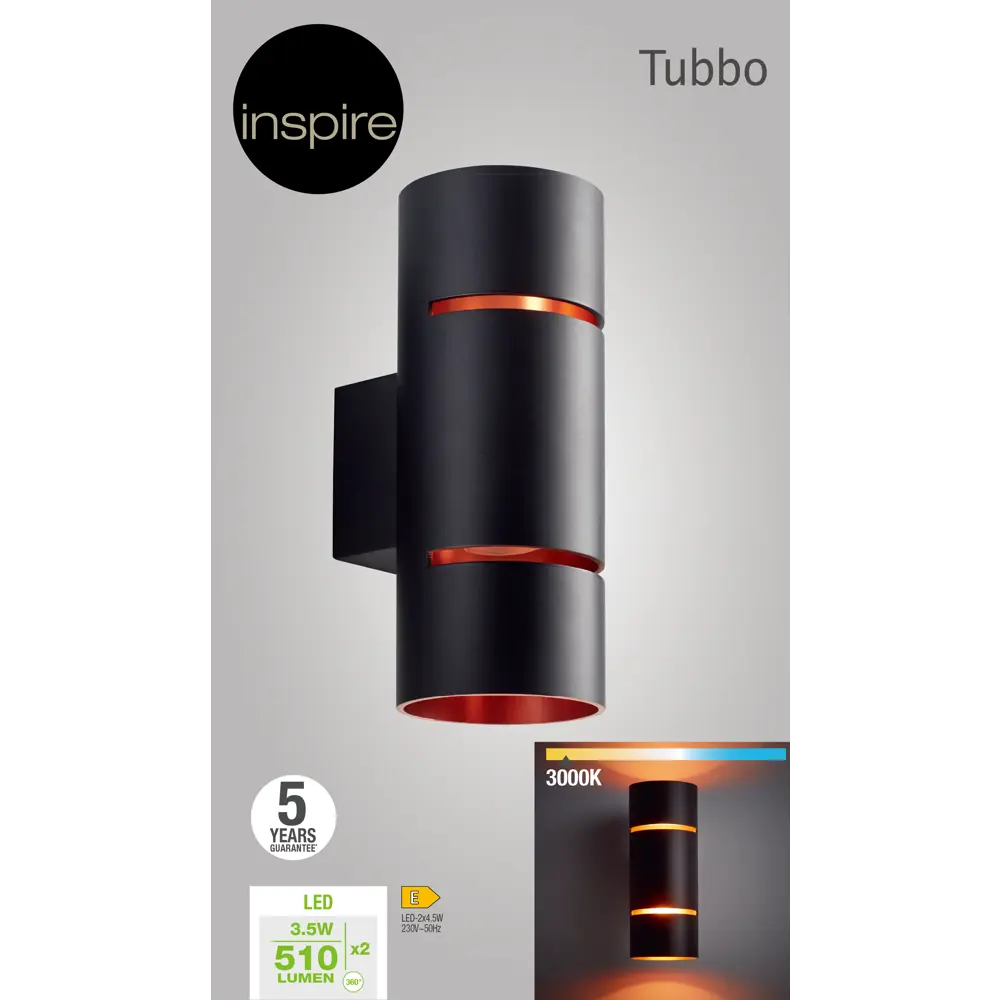 INSPIRE Tubbo - настенный светодиодный светильник с теплым светом 86930981 STLM-0072531 - Вид №3