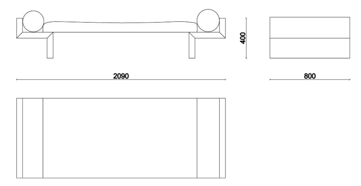 Ткань capitonné Dormeuse с деревянной рамой Falsasquadra ARCH-00142099 - Вид №2