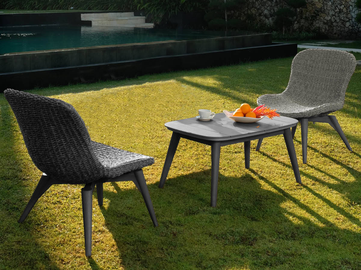 98.00.0715 Комплект для гостиной Orlando twist oyster / stone grey, 3 предмета. - в том числе 2 кресла, 1 столик Iconic 60 × 90 Mbm 