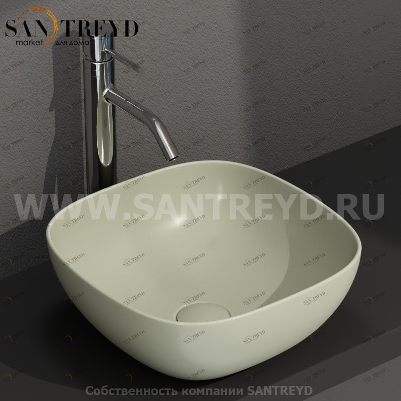 B6Q38LI Накладная раковина на столешницу  квадратная Ceramica Globo T-EDGE