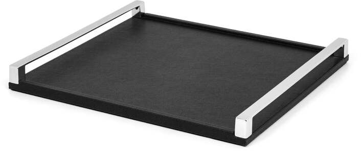 Giove Поднос - 36X33 см/металл-хром/зернистая кожа_светло-серый