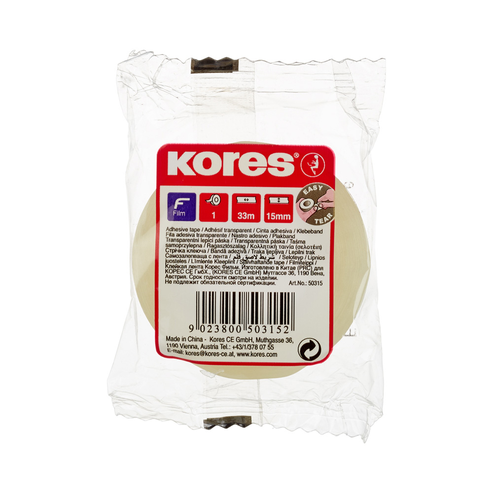 167749 Клейкая лента канцелярская 15 мм Kores 