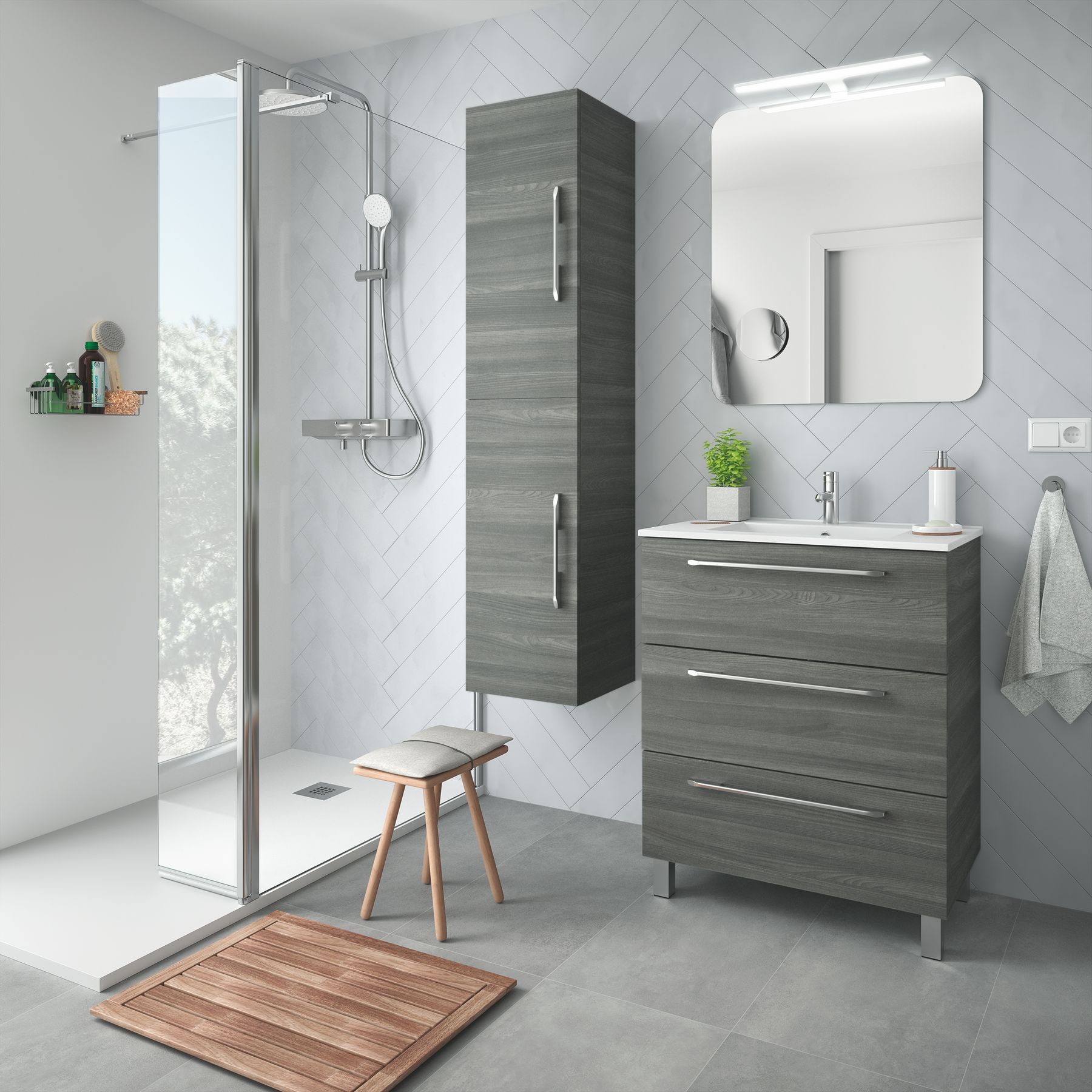 26588 SALGAR Мебель для умывальника FUSSION CHROME 700 3 ящика ALSACIA 697 x 868 x 450 мм Эльзасия