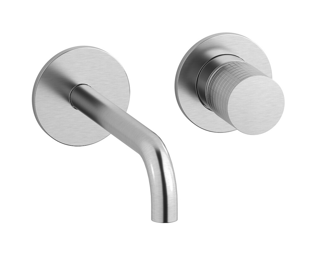 Встроенный в стену смеситель для раковины на 2 отверстия в комплекте с донным клапаном WE ARE IB ga406ss Brushed Nickel Gatsby