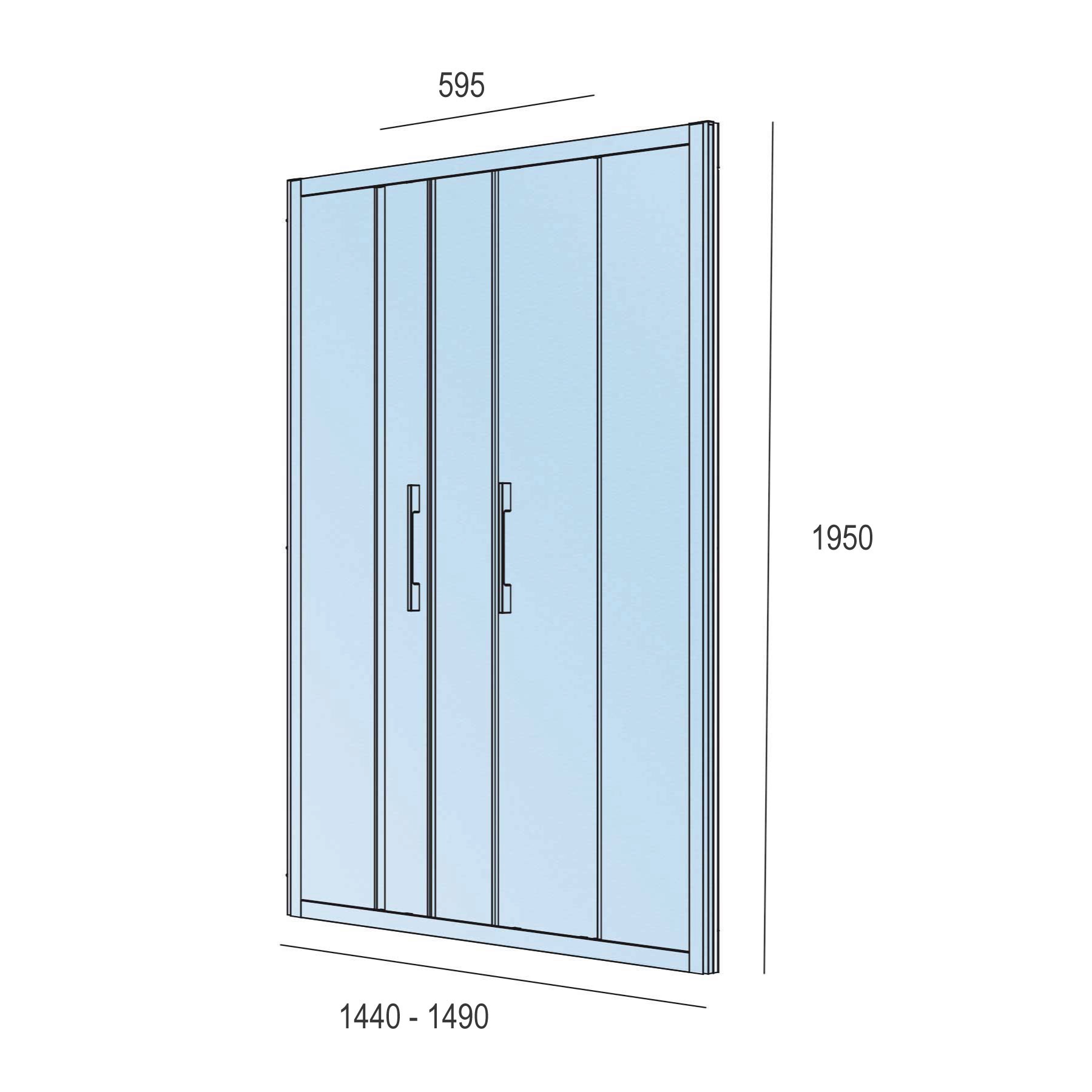 16776 SALGAR Душевая перегородка CLEAR Передний уголок с 2D и 2FS Transparent 1440 - 1490 x 1950 мм - Вид №1