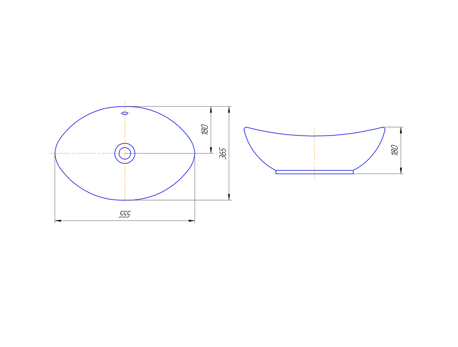 Гамма 560 Накладная раковина на столешницу  прямоугольная KIROVIT Гамма - Вид №3