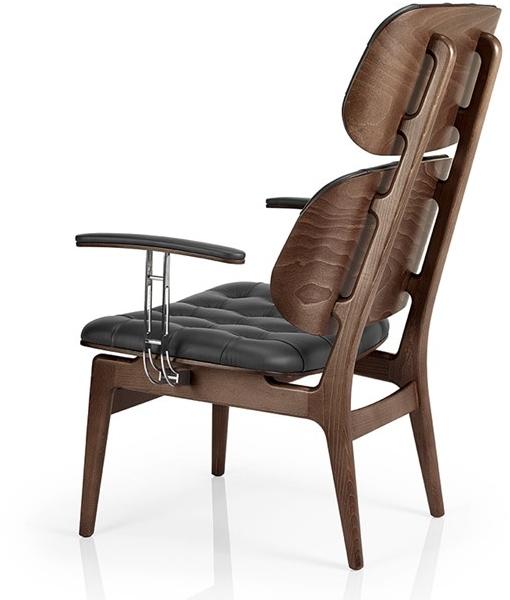 JMS Стеганое кожаное кресло с подлокотниками с высокой спинкой Chloe M936 wuu b cr - Вид №1