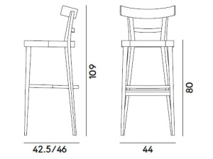 Высокий стул из бука с мягким сиденьем
