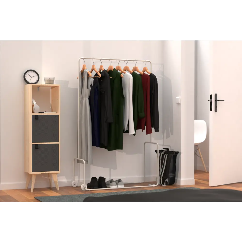 Вешалка напольная Spaceo 100x160x40 см металл цвет белый STLM-2013940 - Вид №3
