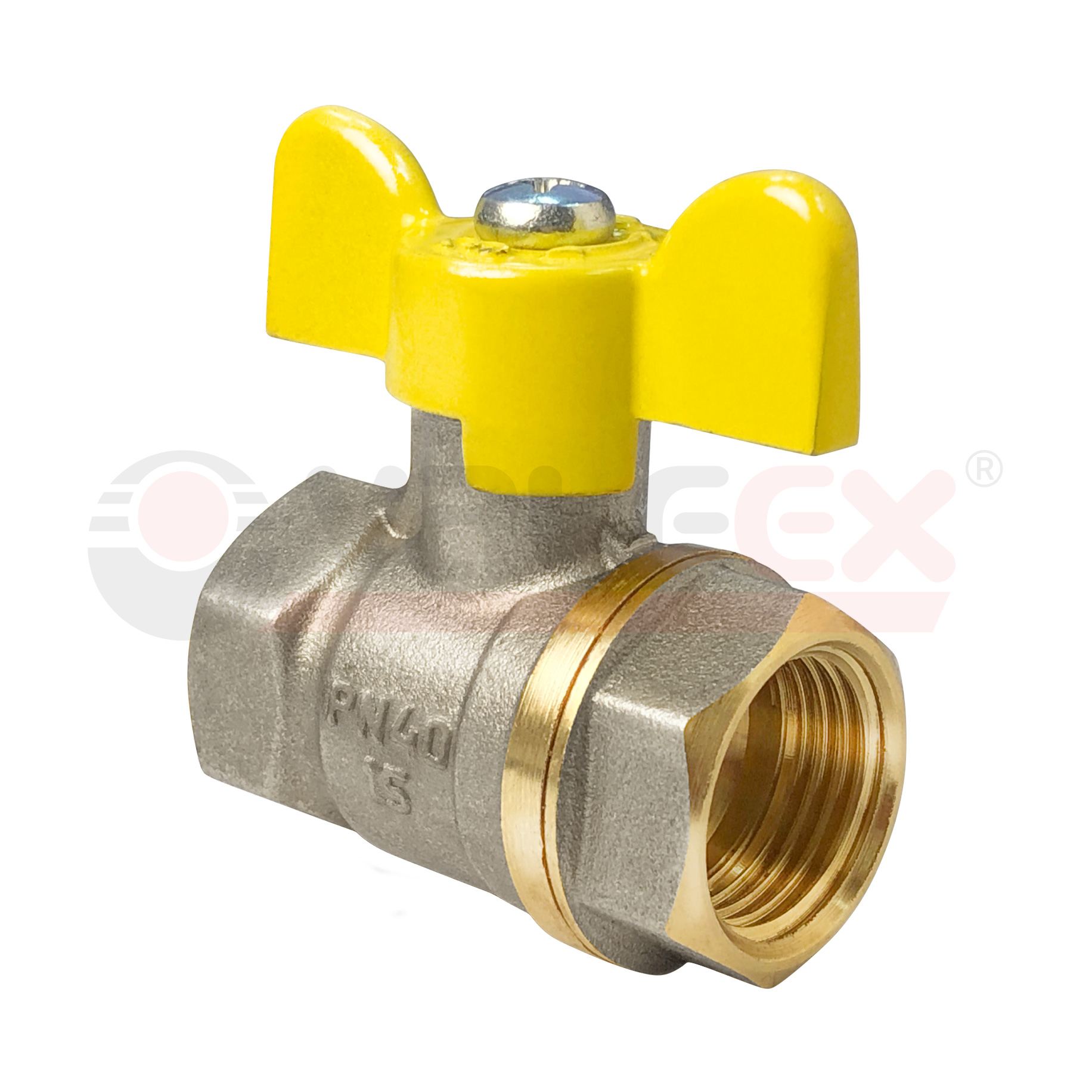 VF.277.NB3.034 Valfex Кран шаровой (с никелевым покрытием) для газа, ручка-бабочка (внутр.-внутр.)  3/4" 