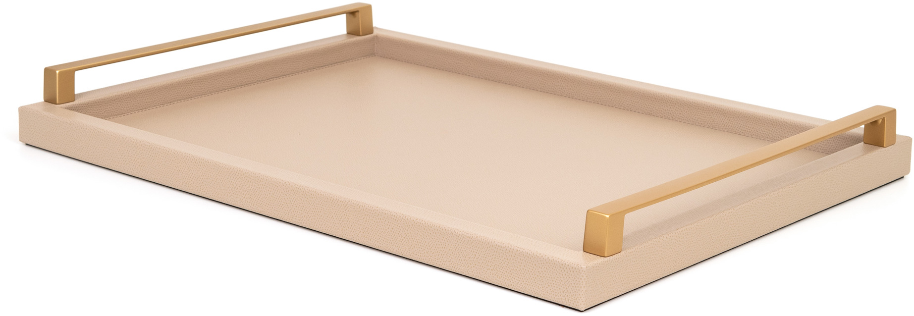 Юпитер Поднос - 35,5x35,5 см / металл-хром/тканая кожа_кремовый