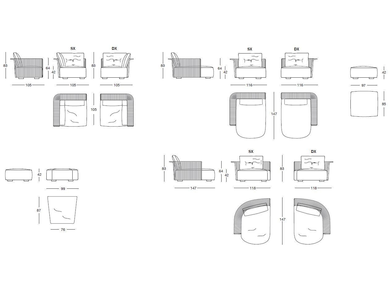 Тканевый угловой съемный садовый стул Longhi курорт ARCH-00064940 - Вид №4