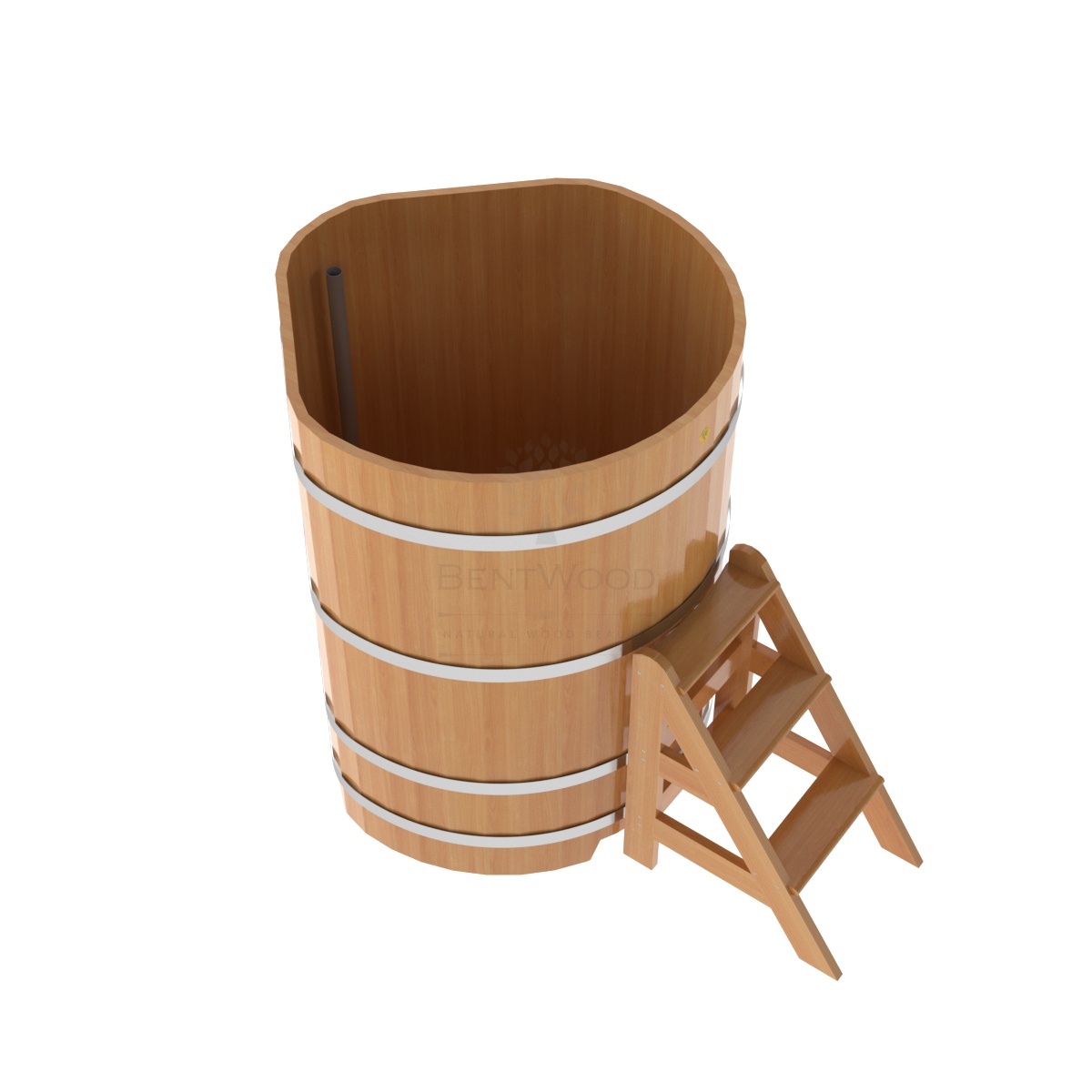 1227 Купель угловая из лиственницы 1,03х1,03х1,4 натуральная премиум Alyarus  - Вид №1