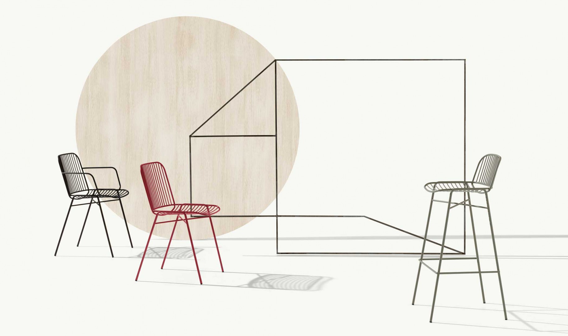 Shade 624 Барный стул со стальной рамой на 4 ножках. Сиденье и спинка в стальном каркасе. Et al. Shade - Вид №3