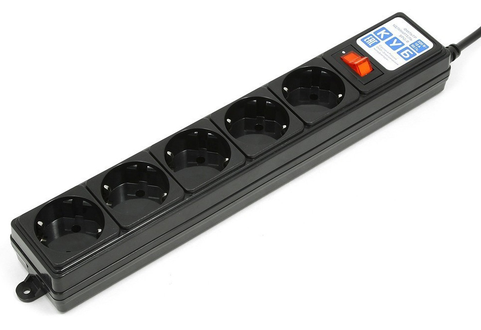 SPG-B-15-BLACK Surge protector power cube b 5.0 m 5 outlets (black) 10a / 2.2kw Электрическая мануфактура Santreyd 