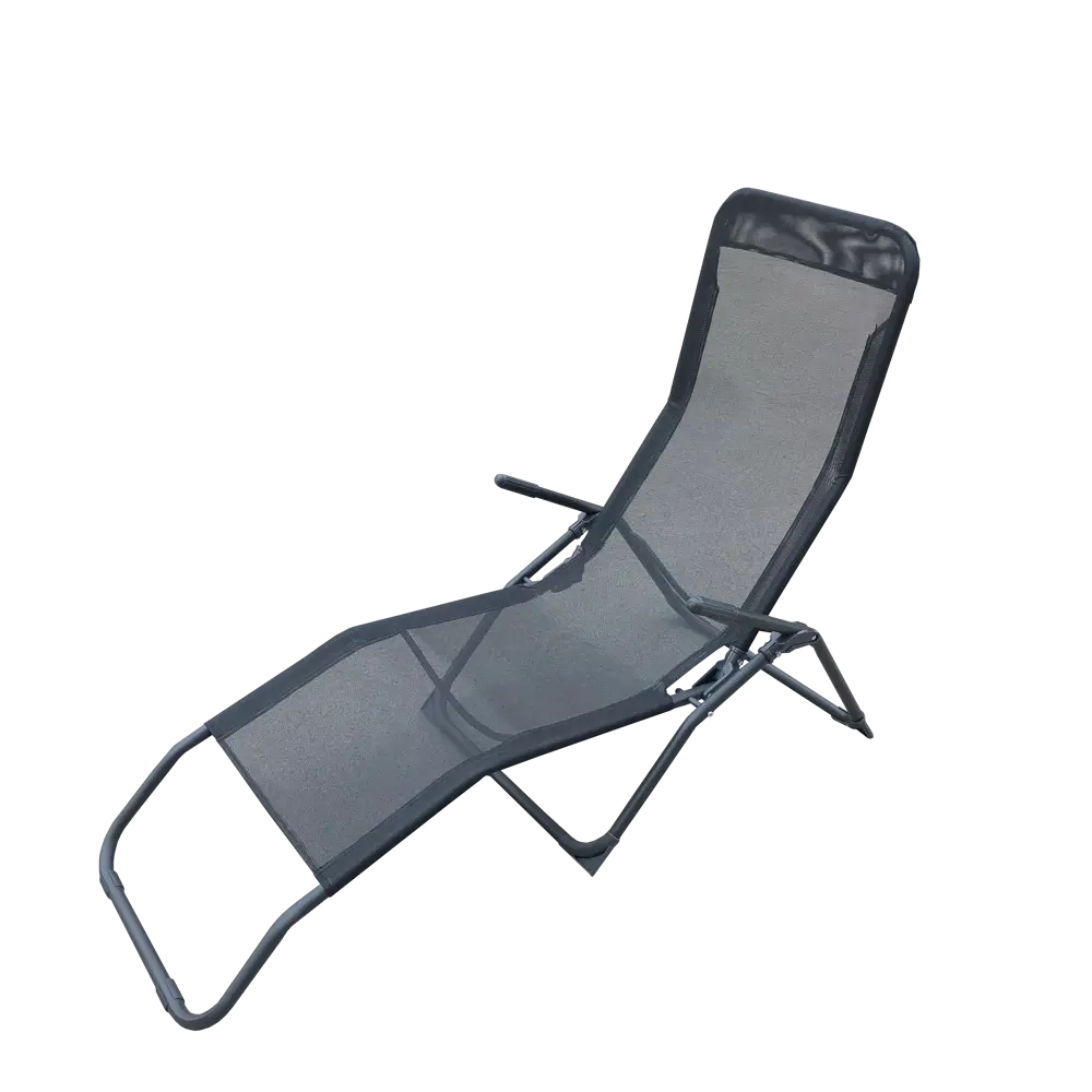 Шезлонг складной Naterial Fiesta 142x60x99 см сталь/ текстилен черный Santreyd STLM-2109425 - Вид №1