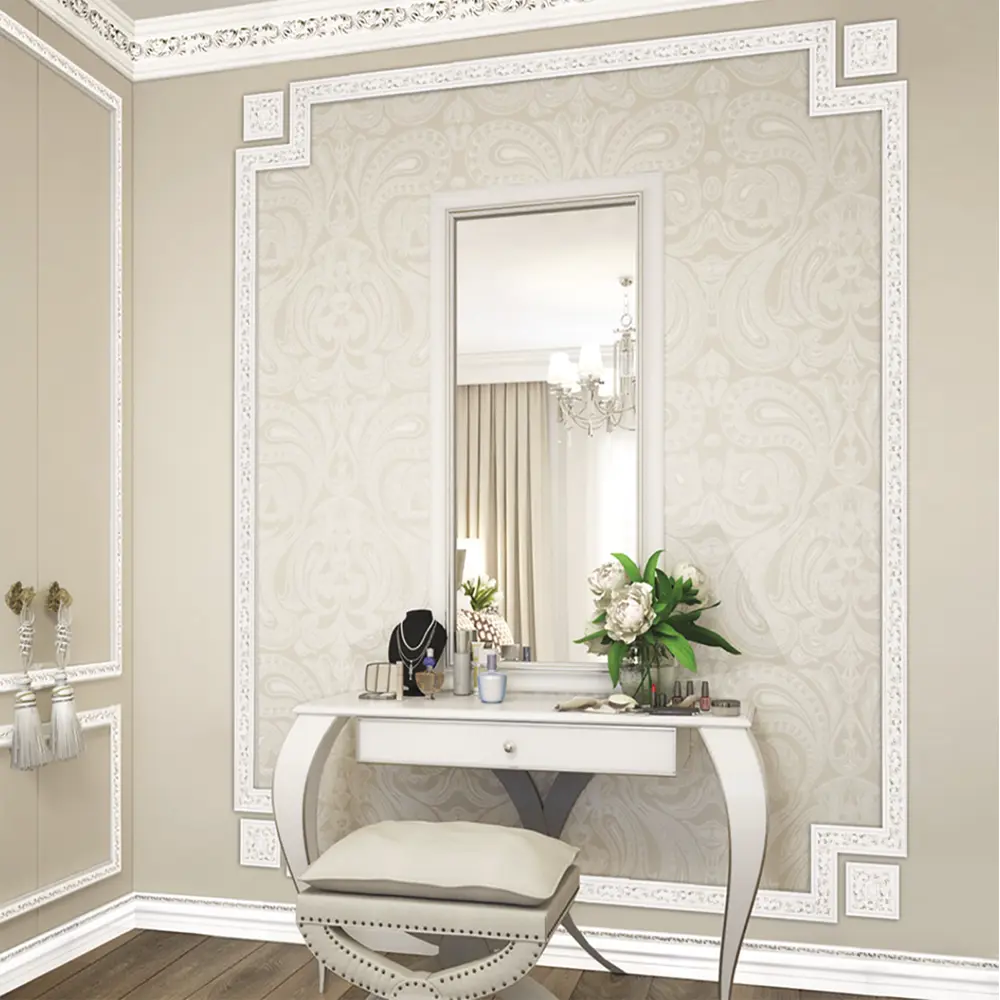 Молдинг настенный полистирол 157-60 бело-серебристый 14х30x2000 мм DECOMASTER STLM-2102974 - Вид №3