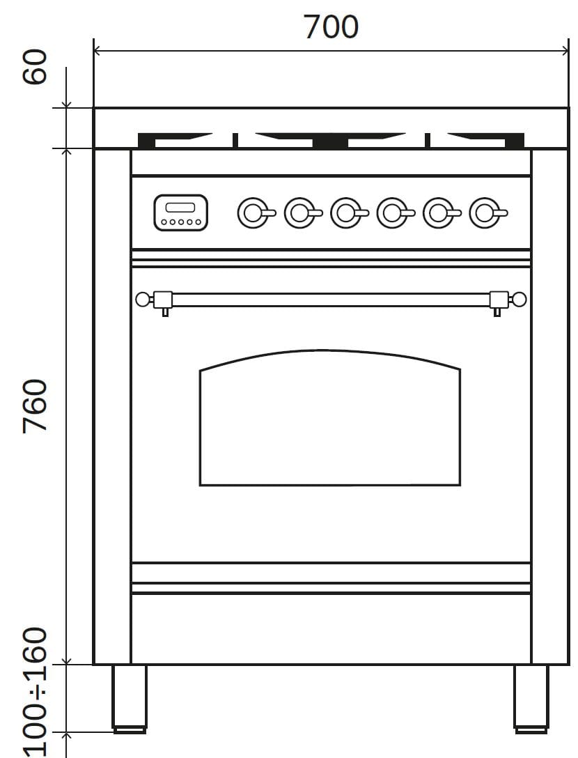 Отдельно стоящая кухня из нержавеющей стали Ilve Nostalgie ARCH-00054352 - Вид №3