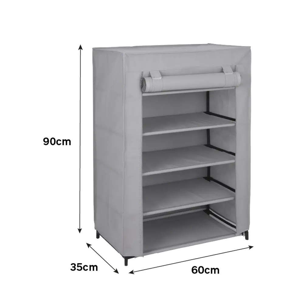 Стеллаж Spaceo для обуви с чехлом - 5 полок, серый 82762252 Стеллаж с чехлом STLM-0035666 - Вид №4