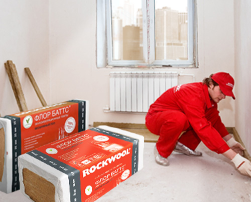 Звукоизоляция Rockwool Флор Баттс 1000х600х25мм (4,8м2; 0,12м3) 14094 - Вид №1