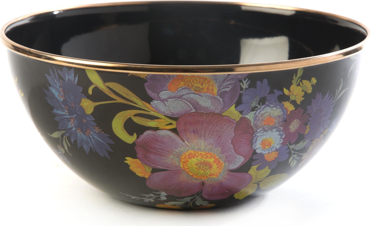 10654527 Mackenzie-Childs Салатник малый 20см (черный) Flower Market Сталь 