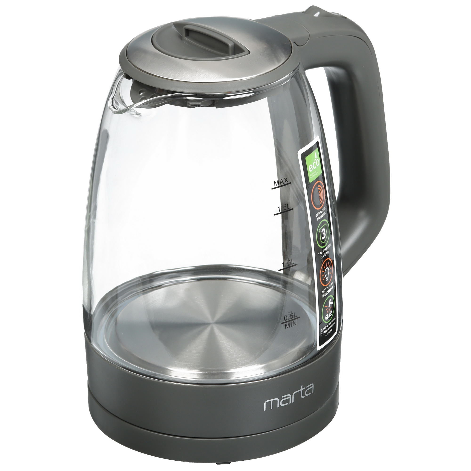 9058589 Электрочайник MARTA MT-1097 черный STDN-0095111 - Вид №2