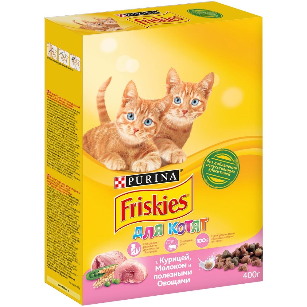 Т0025179 Корм для котят до года, курица, молоко, овощи сух. 400 г Friskies  - Вид №1