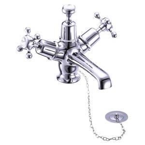 Burlington Смеситель для раковины Claremont со сливом Plug & Chain Четверть оборота с белым акцентом CL5-QT