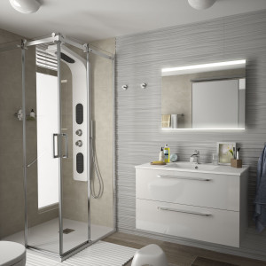 23299 SALGAR Мебель для умывальника FUSSION CHROME 900 2 ящика GLOSS WHITE 897 x 540 x 450 мм Глянцевый белый