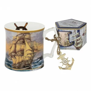 Кружка фарфоровая 0,4 л голубой "Парусник. Закат" CARMANI ПУТЕШЕСТВИЯ 00-3946514 Голубой;серый