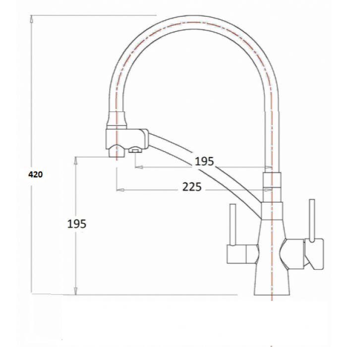 Zorg ZR 338-6 YF Смеситель для кухни Zorg 420х225 мм  - Вид №2