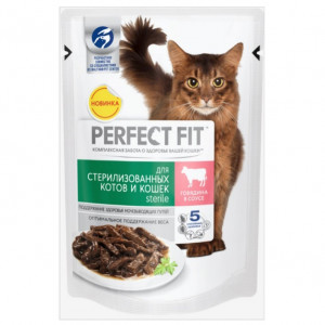 ПР0045634 Корм для кошек для стерилизованных, говядина в соусе пауч. Perfect Fit