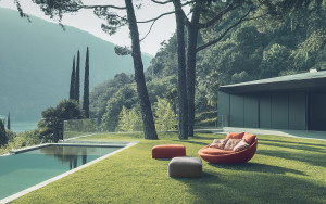 Ткань съемный круглый садовый диван