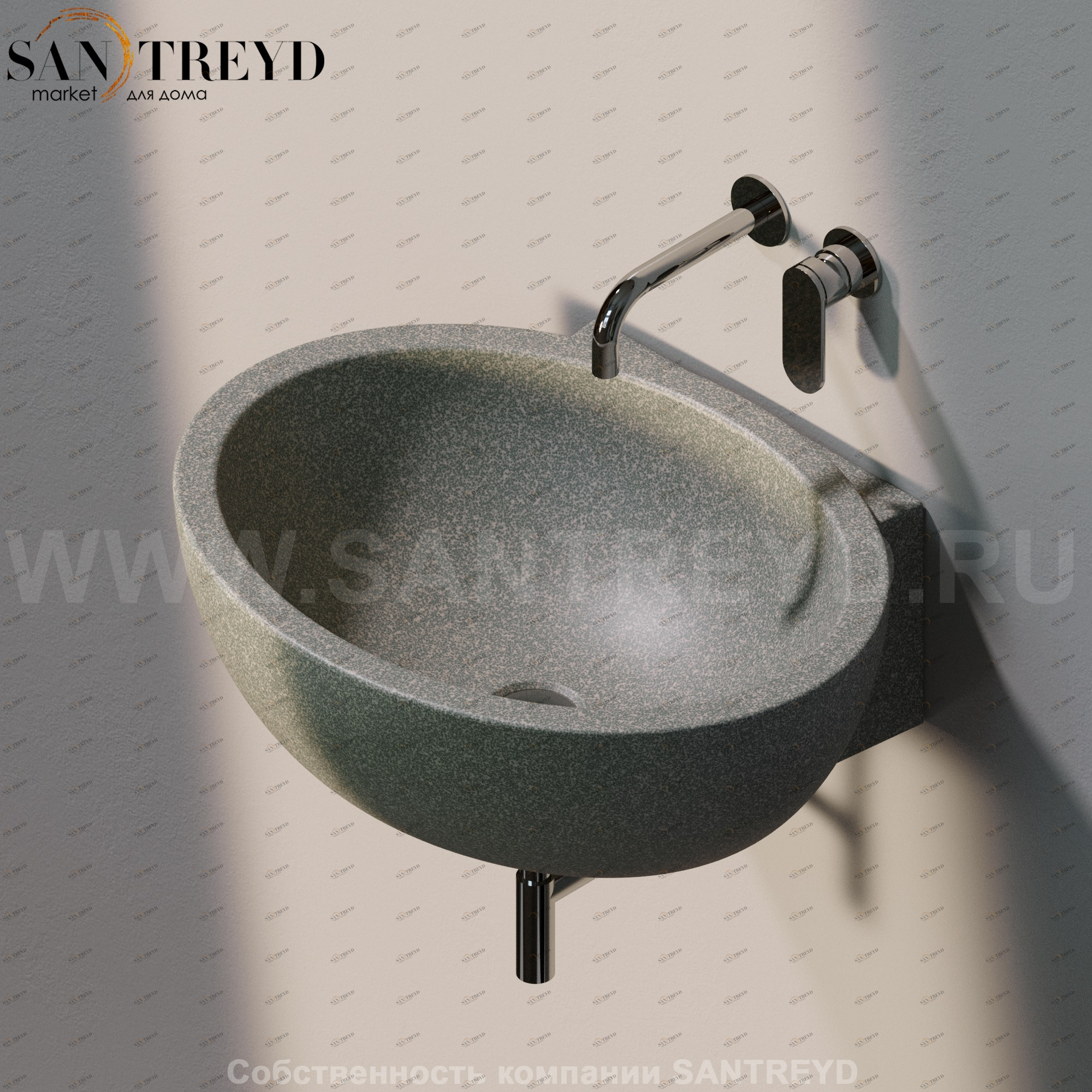 DP4827037 Подвесная раковина настенная овальная Ceramica Flaminia Dip серая