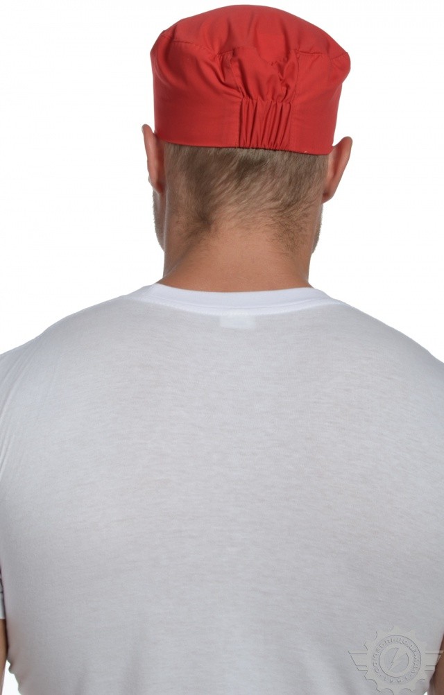 61166 Головной убор "Таблетка" ткань "Тиси" красная  Одежда для поваров  размер 55-56 Спецодежда  - Вид №2