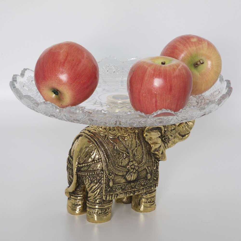 52095 BOGACHO Фруктовница-конфетница Слон индийский - 5 Бронза мрамор / стекло  - Вид №5