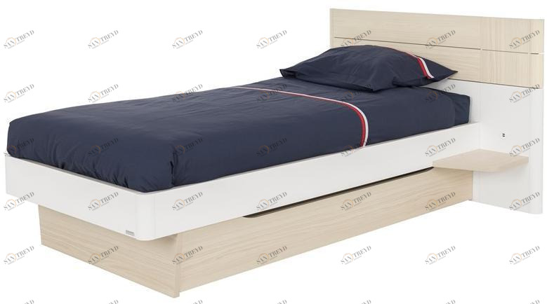 GAUTIER Контейнерная кровать из ясеня и белого меламина Mistral 1a16100