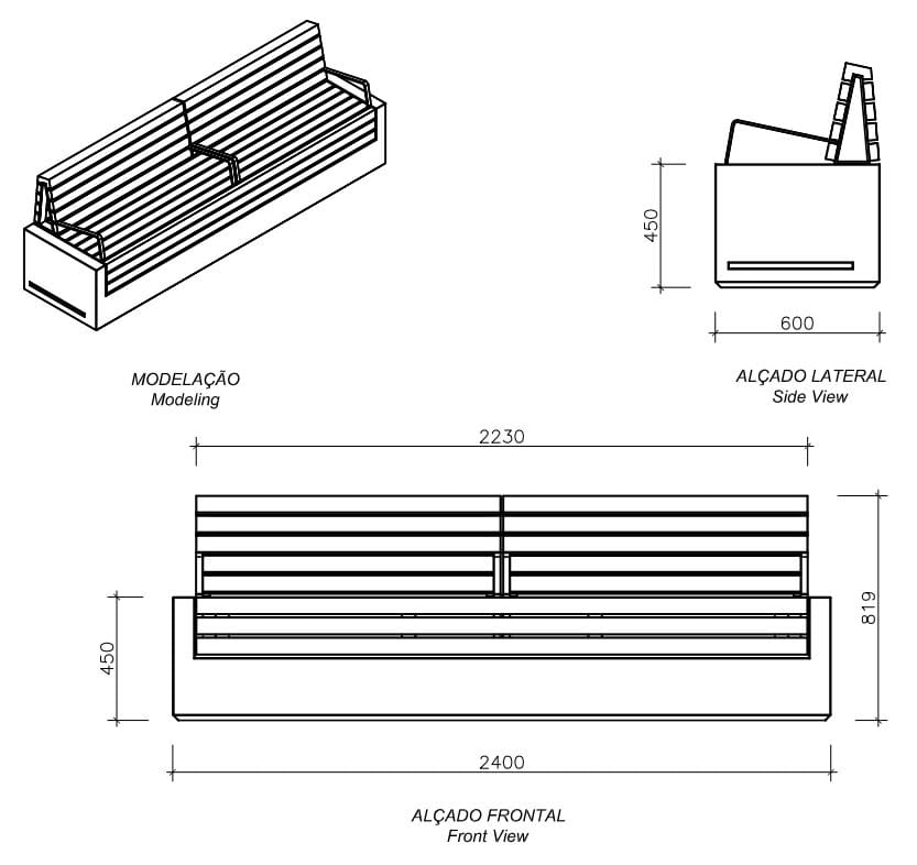 Бетонная скамья и ироко с подлокотниками amop Comporta ARCH-00106185 - Вид №10