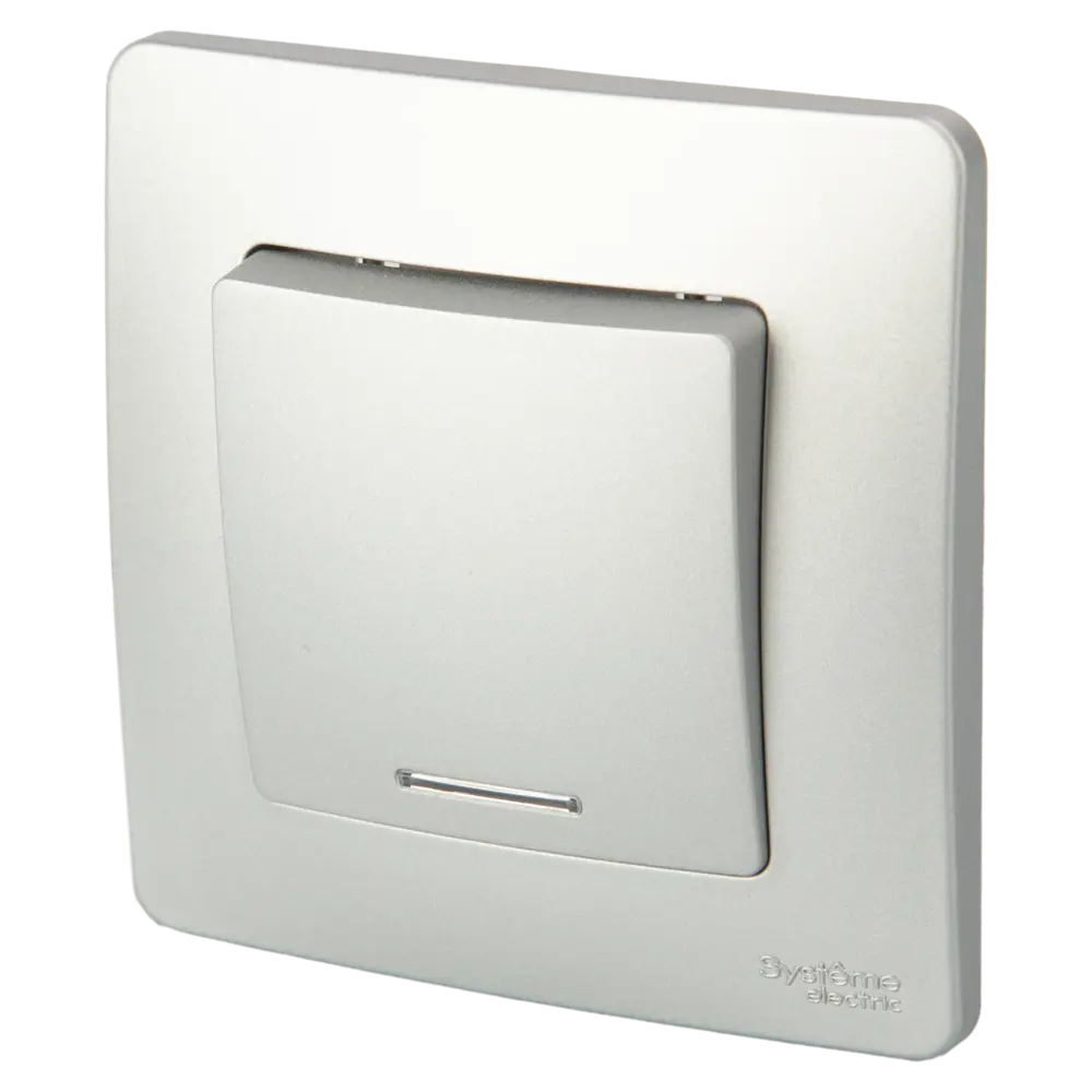 Выключатель встраиваемый Systeme Electric Blanca 1 клавиша с подсветкой цвет алюминий 86728912 STLM-2084387