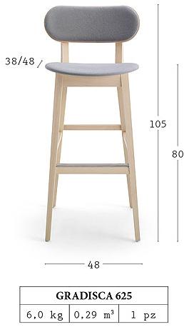Billiani Табурет из бука и ткани Gradisca 625 - Вид №3