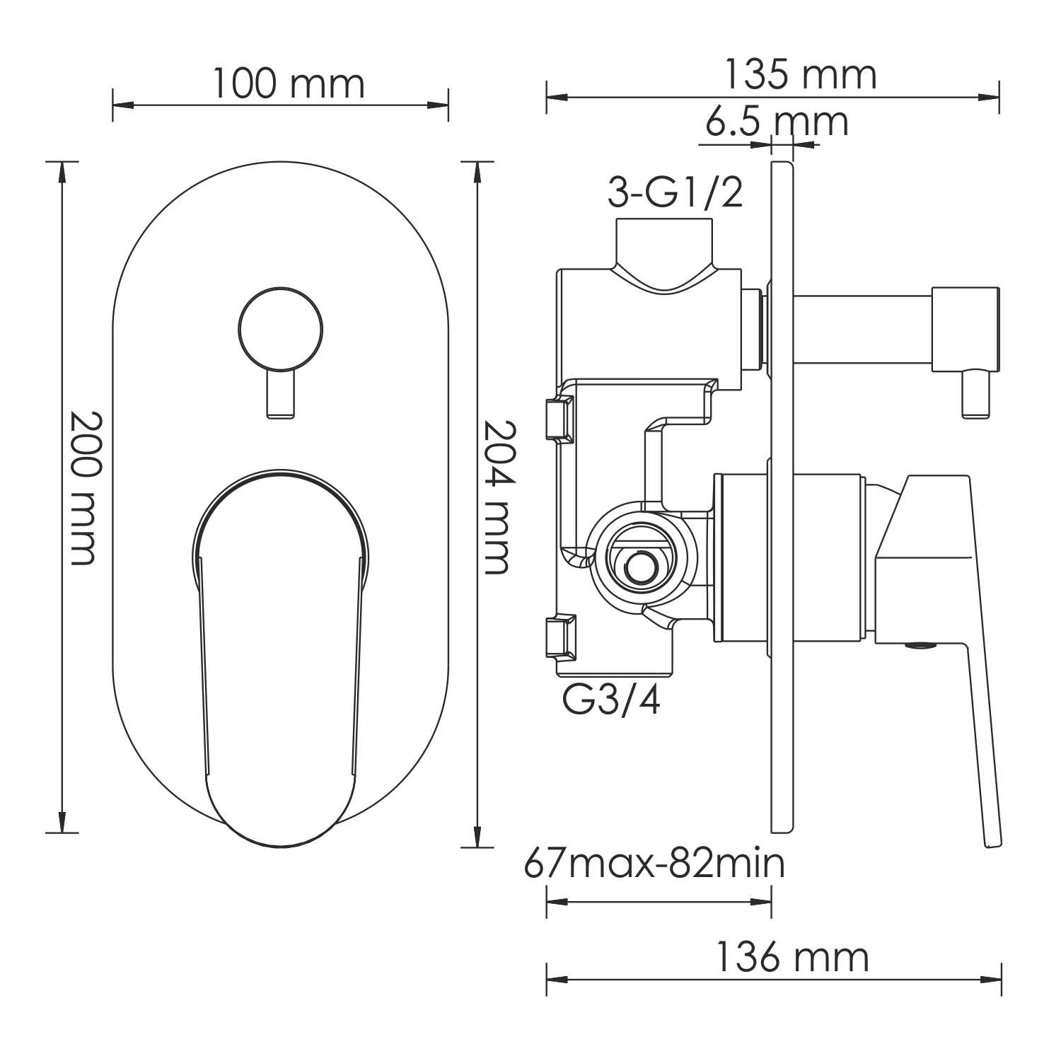 5341 Donau Смеситель для ванны и душа WasserKRAFT Donau 5300  - Вид №2