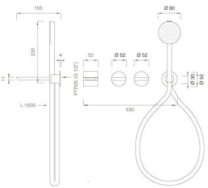 Ceadesign Настенный комплект из 2 прогрессивных смесителей для ванны Bar Bar 40 h - Вид №1