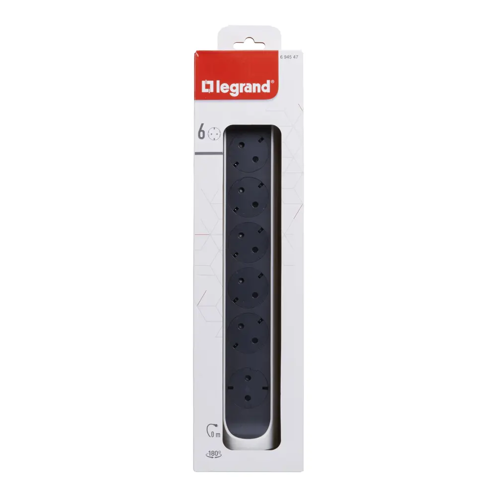 Колодка для удлинителя Legrand Комфорт 6 розеток с заземлением 3680 Вт цвет белый/черный 88500870 STLM-2155974  - Вид №3
