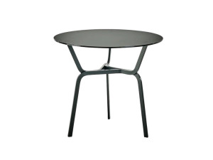 Низкий круглый журнальный столик из хрусталя и алюминия