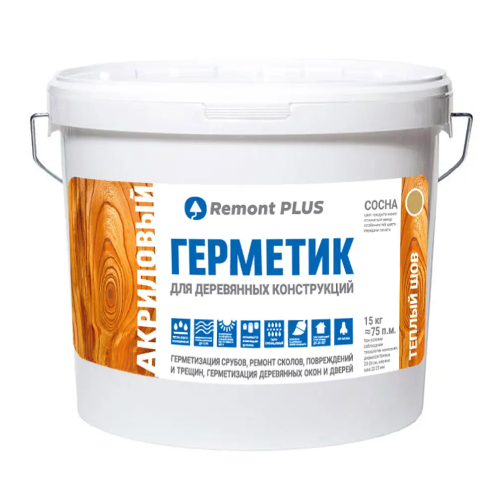 REMONT PLUS Герметик для дерева сосна 10 л - защита и утепление швов 88299947 STLM-0077498