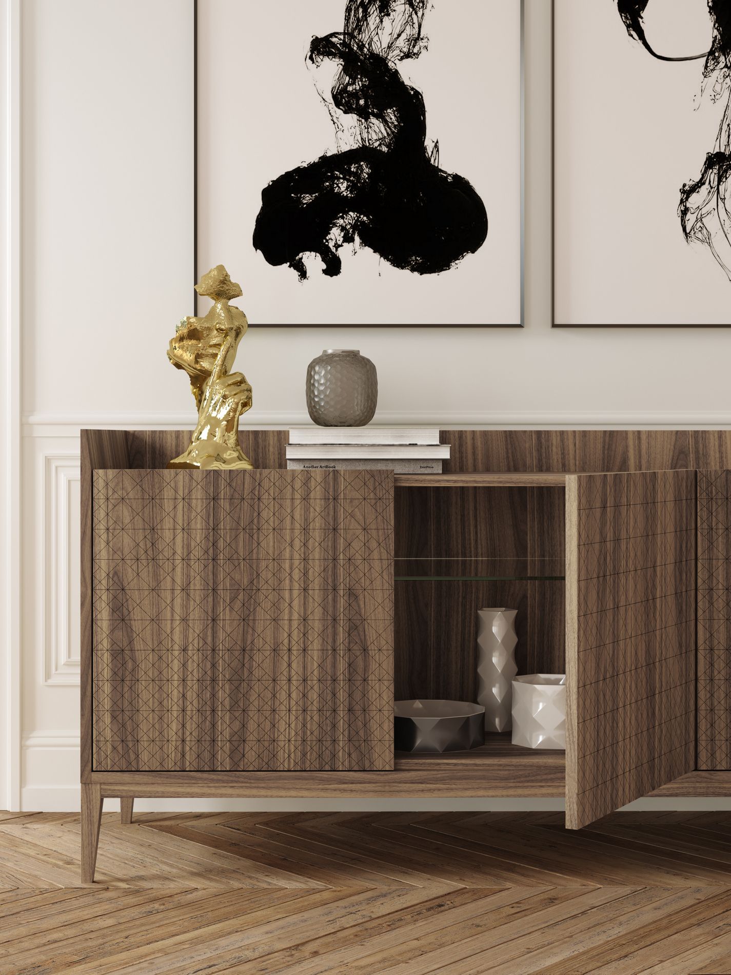 Шкаф из грецкого ореха с распашными дверями Barba design текстуры ARCH-00101635 - Вид №3