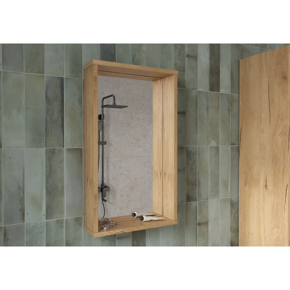 Зеркало для ванной Сохо KONSENSA с полкой 40x69.6 см цвет светлый дуб STLM-2157546 - Вид №5