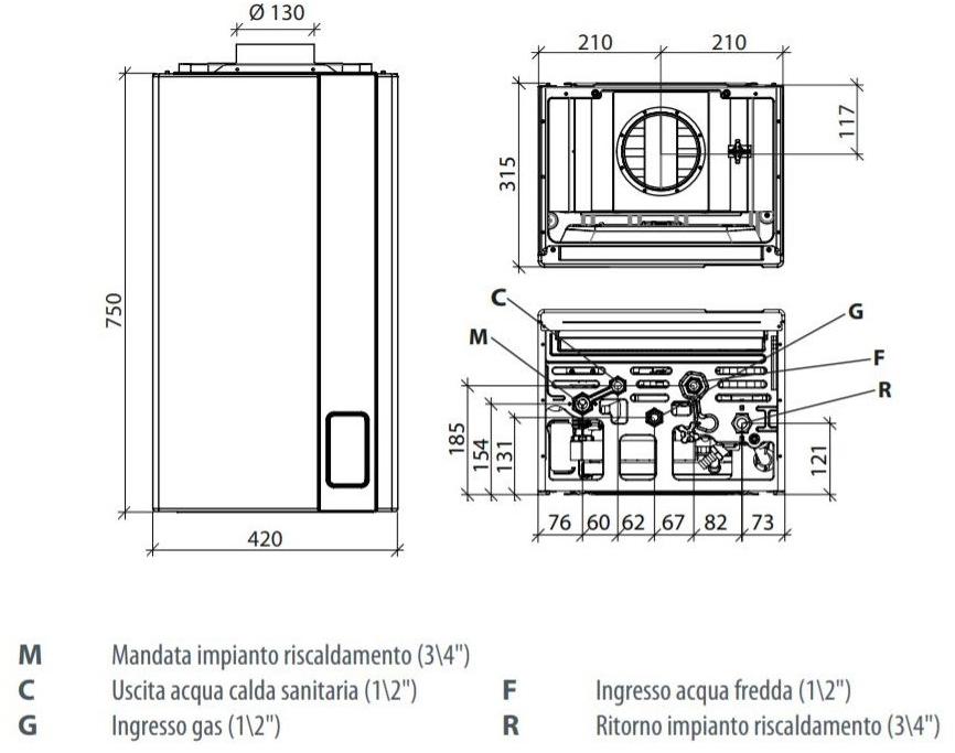 FONDITAL Настенный котел открытого типа Caldaie atmosferiche sun-id-1354654 - Вид №2
